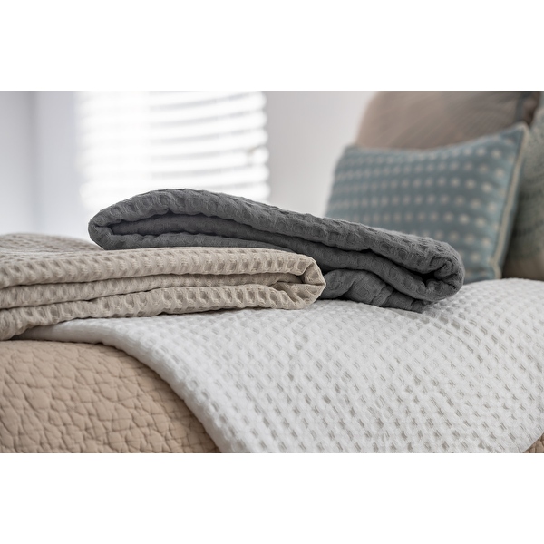 White cotton top waffle blanket